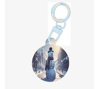 Giant Christmas Snowman on The Street Dog Tags for Pets,Round Acrylic Pet ID Tags,Perfect for Small to Large Dogs and Cats,Cute & Functional