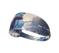 Giant Christmas Snowman on The Street Sports Head Tie for Men and Women-Headband Karate Tie Back Sweat Wicking Workout Head Band,Perfect for Running