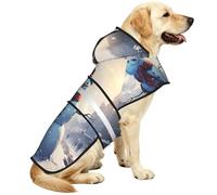 Giant Christmas Snowman On The Street Waterproof Dog Raincoat And Rain Jacket With Hood, Reflective Strips And Adjustable Belly Strap, Fits Small To Large Dogs