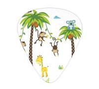 Giant Coconut Tree Animal Monkey Birds Guitar Picks with Organizer Storage Box Guitar Plectrums 12PCS 3 Thickness Thin Medium Heavy 0.46 0.71 0.96mm Guitar Picks For Acoustic Electric or Bass Guitars