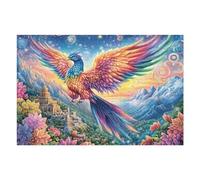 Giant Colorful Bird Over Mountain Castle 1000 Piece Complete DIY Jigsaw Puzzle Collectors Mind Relaxation Educational Decorative Puzzle Gifts for Adults Wooden Cardboard 1000 PCS