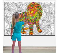 Giant Coloring Poster for Adults and Kids - Lion Jumbo Wall Art - Super Huge Big Coloring Sheet for Table - Large Floor Size