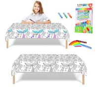 Giant Colouring Poster Table cloth for Kids,47x71inch Mermaid Colouring Posters with 18 Paint Pens Coloring Educational Poster Drawing Paper Table Cover Wall Doodle Art for Boys Girls Birthday Gift
