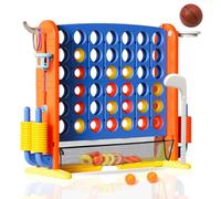 Giant Connect 4, Family Games for Kids and Adults, Indoor/Outdoor Giant Garden Games with Basketball Hoop, Ring Toss, 42 Jumbo Rings, Golf Game, 4 in A Row Game Set, Gifts for Boys Girls