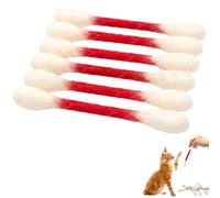 Giant Cotton Swab Shape Cat Chew Toy - Soft Wool Felt Teething Stick for Kittens & Adult Cats, Boredom Buster & Stress Relief Toy for Indoor Pets, 6-Pack (Red)