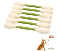 Giant Cotton Swab Shape Cat Chew Toy - Soft Wool Felt Teething Stick for Kittens & Adult Cats, Boredom Buster & Stress Relief Toy for Indoor Pets, 6-Pack (Green)