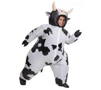 Giant Cow Inflatable Costume for Adults (150-190cm) | Funny Blow Up Animal Outfit | Inflatable Cow Costume Adult Fancy Dress for Halloween, Carnival, Christmas & Office Parties Black and White