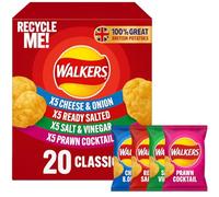 Giant Crisps Multipack Snack Box Pack of 20 x 25g Assorted Classic Walkers Crisps Bulk Buy Multipack Crisps Potato Snacks Crisp for Party, Office, Movie Nights & School Lunchbox