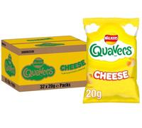 Giant Crisps Multipack Snack Box - Pack of 32 x 20g Quavers Cheese Grab Bag Walkers Crisps Bulk Buy Multipack Crisps Snacks Crisp for Party, Office, Movie Nights & School Lunchbox By Red Rainbow
