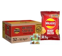 Giant Crisps Multipack Snack Box - Pack of 32 x 32.5g Assorted Ready Salted Walkers Crisps Bulk Buy Multipack Crisps Potato Snacks with Handcrafted One Random Birthday card with envelop