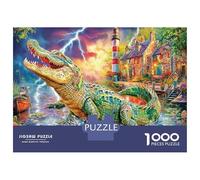 Giant Crocodile 1000 Piece Jigsaw Stormy Lighthouse As A Family Weekend Activities Stress Relief Unique Pattern Home Display 38x26cm/1000pcs