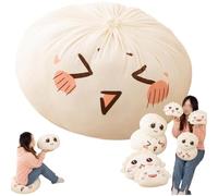 Giant Cute Dumpling & Steamed Bun Plush Toy,Backrest Pillows with Lovely Faces,Soft Cozy Sleeping Stuffed Pillow,Funny Adorable Food Themed Pillow (Squinting Steamed Bun20cm/8in)