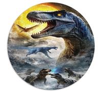 Giant Dinosaur 1000 Piece Jigsaw Puzzle Round Paper for Adults Jurassic World Scene