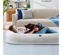 Giant Dog Bed for Humans- Cooling Human Dog Bed with Portable Handle for Summer, Egg Orthopedic and Washable, 72"x40"x10", Cooling White