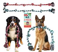 Giant Dog Rope Toys for Extra Large Dogs 2 Pack- 42 Inch, 6 Knot Tough Rope Chew Toys for Large Dogs - Benefits Non-Profit Animal Rescue - Indestructible Dog Toy for Aggressive Chewers (Red/Green 2PK)