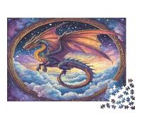 Giant Dragon Flying in The Clouds 1000pcs (75x50cm) Erwachsenenpuzzle - Round Frame Erwachsenenpuzzle DIY-Puzzlespielzeug