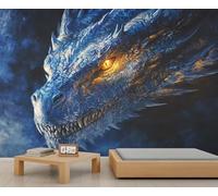 Giant Dragon Mural Blue-Giant Dragon Wallpaper Mysterious Creatures Wall Mural Extra Large Panoramic Wallpaper Hotel Restaurant Lobby Custom Wall Paper (Non-self-Adhesive)