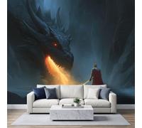Giant Dragon Rock Cave Wall Mural Photo Wallpaper 400 x 280 cm | 3D Effect Fantasy Epic Mythology Animals Non-Woven Premium Print Wall Mural Decoration Poster
