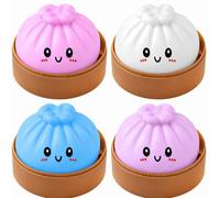 Giant Dumpling Bao Squishy Toys, 4Pcs Squishy Mystery Box Dumpling Toy, Soft Slow Rising Balls Anxiety Relief Fidget Toys, Cute Squishies Dumplings Stress Sensory Toy Easter Gift for Kids & Adults