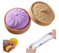 Giant Dumpling Squeez-e Toy, Jumbo Dumpling Squish-y Toy with Steamer Box, Large Dumplings Stress Ball Sensory Toys for Adults, Anxiety Relief Squeez-e Toys for Decompression and Sensory Play
