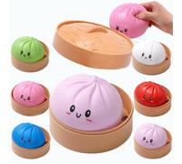 Giant Dumpling Squeeze, 8x8cm 2026 New Giant Dumpling Squishy,Dumplings Squishy Stress Balls, Bun With Food Steamer Stretchy Desk Toys, Suitable For All Age Groups