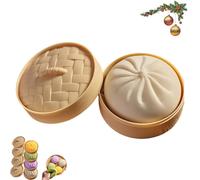 Giant Dumpling Squeeze,Giant Dumpling Squishy Dumplings Toy,Dumplings Squishy Stress Balls,Soft Squeezing Decompression Dough,Bun With Food Steamer Stretchy Desk Toys,for All Age Groups (White)