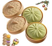 Giant Dumpling Squeeze,Giant Dumpling Squishy Dumplings Toy,Dumplings Squishy Stress Balls,Soft Squeezing Decompression Dough,Bun With Food Steamer Stretchy Desk Toys,for All Age Groups (Green*2)