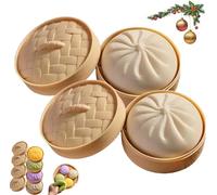 Giant Dumpling Squeeze,Giant Dumpling Squishy Dumplings Toy,Dumplings Squishy Stress Balls,Soft Squeezing Decompression Dough,Bun With Food Steamer Stretchy Desk Toys,for All Age Groups (White*2)