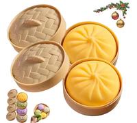 Giant Dumpling Squeeze,Giant Dumpling Squishy Dumplings Toy,Dumplings Squishy Stress Balls,Soft Squeezing Decompression Dough,Bun With Food Steamer Stretchy Desk Toys,for All Age Groups (Yellow*2)