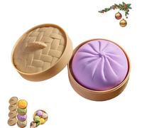 Giant Dumpling Squeeze,Giant Dumpling Squishy Dumplings Toy,Dumplings Squishy Stress Balls,Soft Squeezing Decompression Dough,Bun With Food Steamer Stretchy Desk Toys,for All Age Groups (Purple)