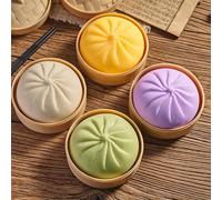 Giant Dumpling Squeeze, Giant Squishy Dumpling Toy, Dumplings Squishy Stress Balls, Bun With Fo od Steamer Stretchy Desk Toys, Suitable For All Age Groups(4Pcs)