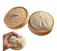 Giant Dumpling Squeeze,Squishy Toy, Mystery Dumpling Squishy Fidget Toy - Soft TPR Stress Ball with Steamer Box, Cute Bao Bun Shape Anxiety Relief Sensory Toy (white, small)