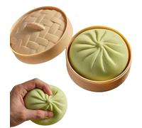 Giant Dumpling Squeeze Toy, Giant Dumpling Squishy Toy, Mega Rainbow Dumplings, Soft Squeeze Decompression Dough, Bun With Food Steamer Stretchy Desk Toys, Suitable for All Age Groups (Green)