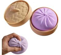 Giant Dumpling Squeeze Toy, Giant Dumpling Squishy Toy, Mega Rainbow Dumplings, Soft Squeeze Decompression Dough, Bun With Food Steamer Stretchy Desk Toys, Suitable for All Age Groups (Purple)