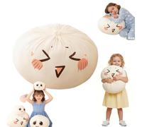 Giant Dumpling Squish, Jumbo Dumpling Squish Ball Toy, Large Squeeze Dough Ball Stuffed Bun Sensory Balls, Soft Decompression Doughs Bun Shape Throw Pillow for Kids and Adults (White A 20cm)