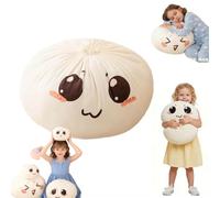 Giant Dumpling Squish, Jumbo Dumpling Squish Ball Toy, Large Squeeze Dough Ball Stuffed Bun Sensory Balls, Soft Decompression Doughs Bun Shape Throw Pillow for Kids and Adults (White B 20cm)