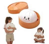Giant Dumpling Squish-y, Large Dumpling Squish-y Toy with Steamer Box,Soft Stress Relief Fidget Ball for Kids& Adults, Anxiety Relief Squeeze Toy for Decompression and Sensory Pla-y