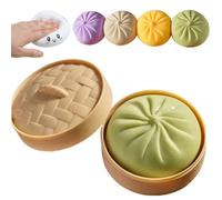 Giant Dumpling Squish-y, Mega Rainbow Dumplings Toy with Steamer Box, Giant Squish-y Dumpling, Large Stress Relief Sensory Ball for Adults & Kid, Soft Squeeze Decompression Dough Fidget Toys (green)