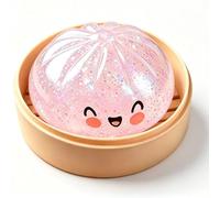 Giant Dumpling Squishies Toy, Mystery Color Decor Squishies, Cute Healing Smiley Face Toy, Cute Soft Glitter Calming Toy for Relaxation, Home Office (Ice pink)