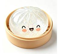Giant Dumpling Squishies Toy, Mystery Color Decor Squishies, Cute Healing Smiley Face Toy, Cute Soft Glitter Calming Toy for Relaxation, Home Office (Ice white)
