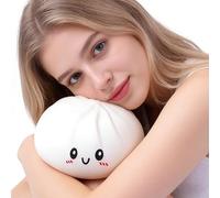 Giant Dumpling Squishy, 25cm Jumbo Dumpling Dough Ball Throw Pillow, Anxiety Sensory Squeeze Ball, Soft Squeeze Decompression Dough, Squeeze-Dough Balls Stress Relief Hand Toys (White)