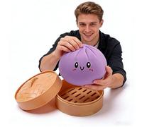 Giant Dumpling Squishy, 25cm Jumbo Dumpling Dough Ball Throw Pillow, Anxiety Sensory Squeeze Ball, Soft Squeeze Decompression Dough, Squeeze-Dough Balls Stress Relief Hand Toys (Purple)