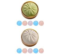 Giant Dumpling Squishy, 8x8cm Dumpling Stress Toy, Slow Rising Squishy Balls, Rainbow Dumplings With Steamer, Fidget Sensory Toy, Squeeze Toys, Stress Relief Sensory Ball