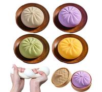 Giant Dumpling Squishy, Anxiety Relief Fidget Large Dumpling Stress Ball, Soft Squeeze Decompression Big Squishy Dumpling Dough with Food Steamer (Mixed)