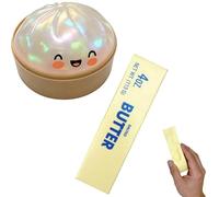 Giant Dumpling Squishy, Colorful Dumpling Stress Fidget, Glitter Dumplings Squishies Toy, Stress Relief Squishy Toys, Cute Soft Glitter Calming for Relaxation Boys Girls Children Adults (White,Butter)