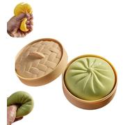 Giant Dumpling Squishy, Colorful Giant Dumpling Squishy Toy, Anxiety Relief Fidget Toy with Steamer Box, Soft Squeeze Decompression Dough, for Sensory Play, Focus & Decompression (Green)