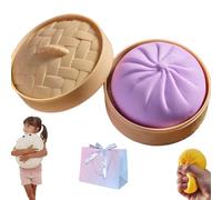 Giant Dumpling Squishy, Colorful Giant Glitter Dumpling Squishy Toy, 2026 New Jumbo Dumplings Stress Ball, Dumplings Squishys Large with Steamer Box, Anxiety Relief Fidget Toy (small d)