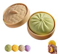 Giant Dumpling Squishy, Colorful Giant Glitter Squishy Dumpling Toy, Dumplings Squishys Large with Steamer Box, Jumbo Dumplings Stress Ball for Adults & Kids (Green)