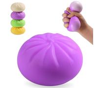 Giant Dumpling Squishy, Dumplings Stress Fidget, Soft Squeeze Decompression Dough, Dumpling Squishy with Plastic Steamer Box, Sensory Stress Ball Squeeze(Purple)
