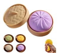 Giant Dumpling Squishy Fidget Toy with Steamer Case - Jumbo Steamed Bun Sensory Stress Relief Ball - Novelty Desk Squeeze Anxiety Relief Gift (Purper)